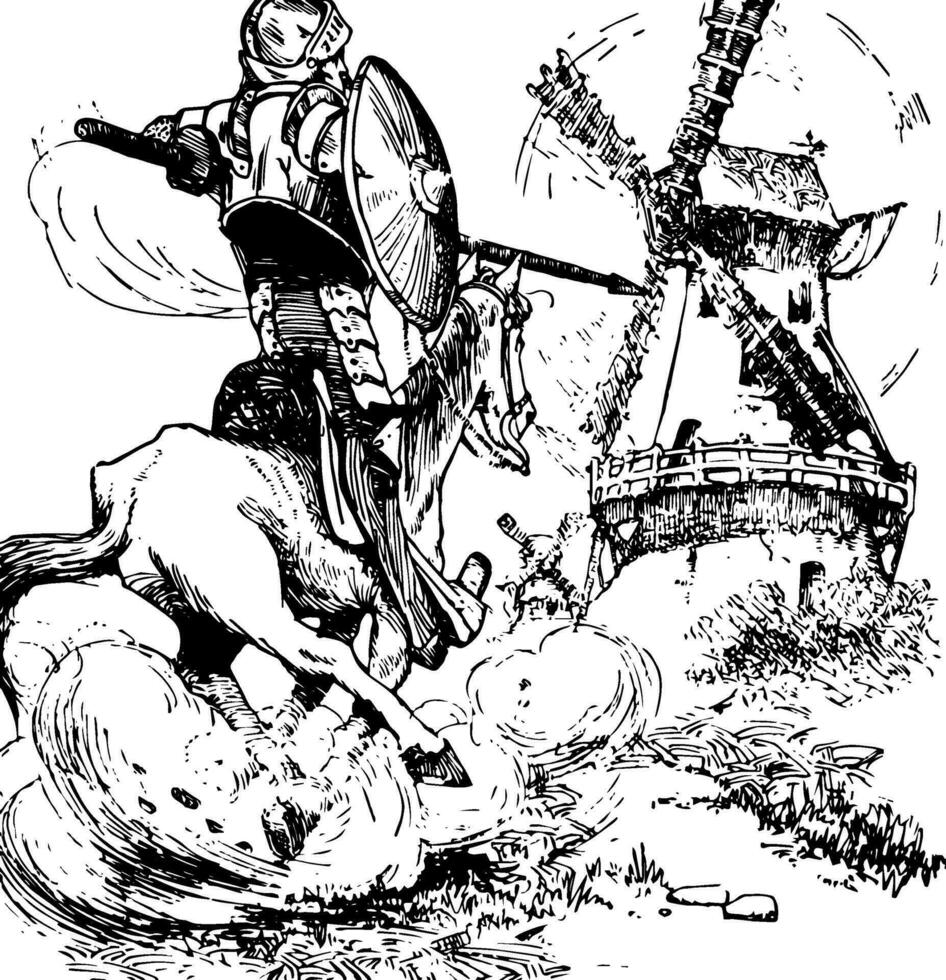 Don Quixote vintage illustration vector