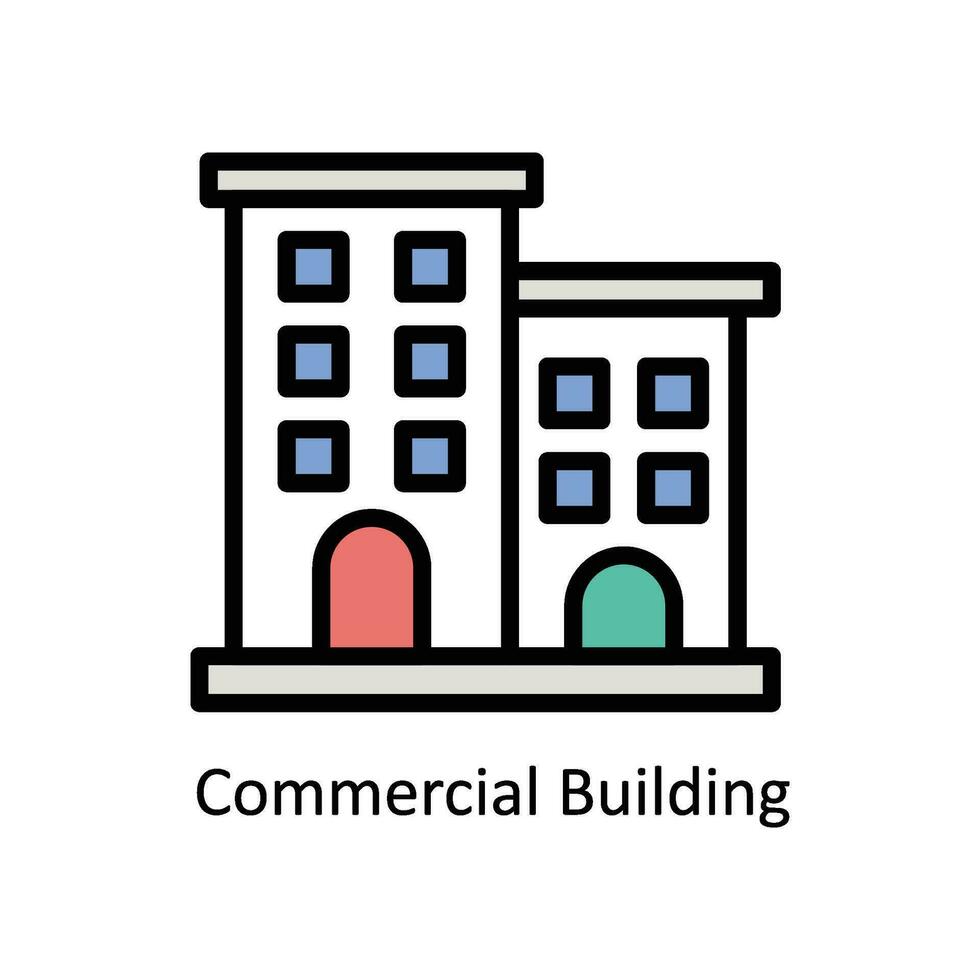 Commercial building vector Filled outline Icon Design illustration. Business And Management Symbol on White background EPS 10 File