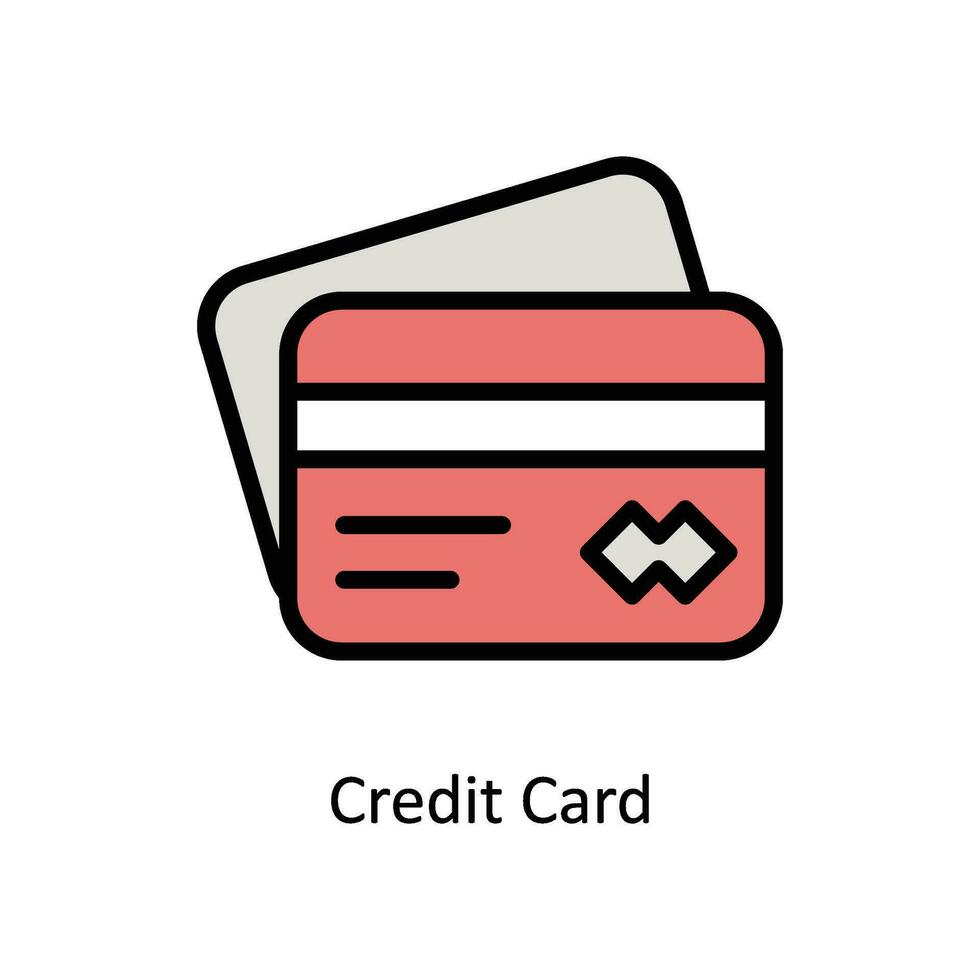 Credit Card vector Filled outline Icon  Design illustration. Business And Management Symbol on White background EPS 10 File