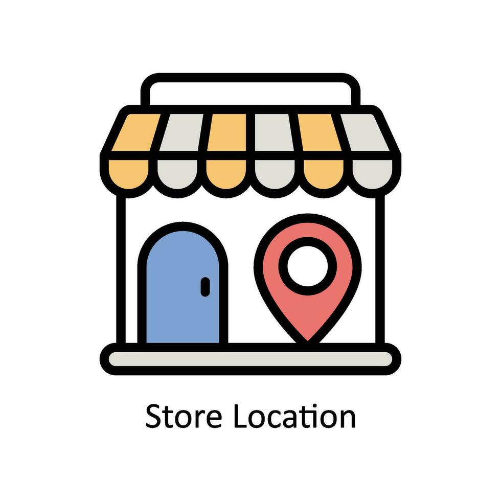 Tienda ubicación vector lleno contorno icono diseño ilustración. negocio y administración símbolo en blanco antecedentes eps 10 archivo