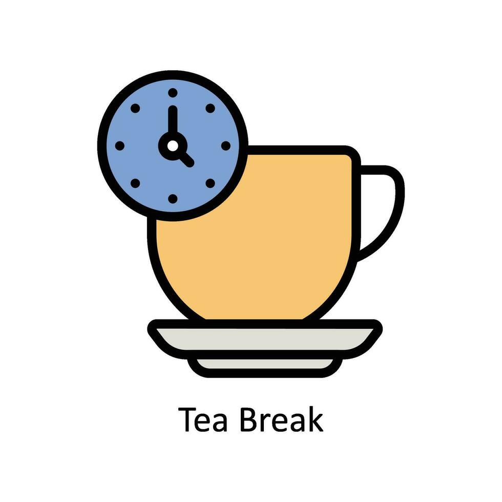 Tea Break vector Filled outline Icon  Design illustration. Business And Management Symbol on White background EPS 10 File