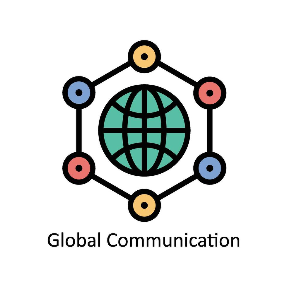 Global Communication vector Filled outline Icon  Design illustration. Business And Management Symbol on White background EPS 10 File