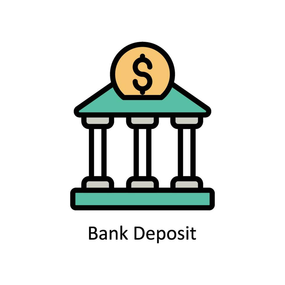 Bank Deposit vector filled outline Icon Design illustration. Business And Management Symbol on White background EPS 10 File