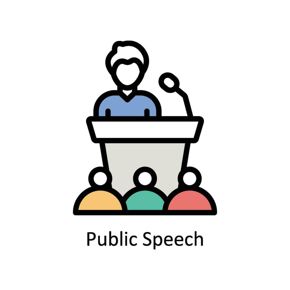 Public Speech vector Filled outline Icon Design illustration. Business And Management Symbol on White background EPS 10 File