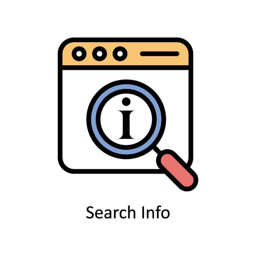 Search Info vector Filled outline Icon Design illustration. Business And Management Symbol on White background EPS 10 File