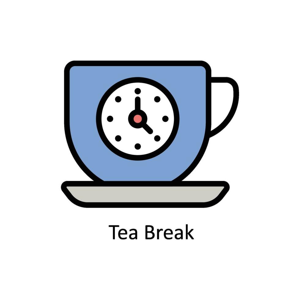 Tea Break vector filled outline Icon Design illustration. Business And