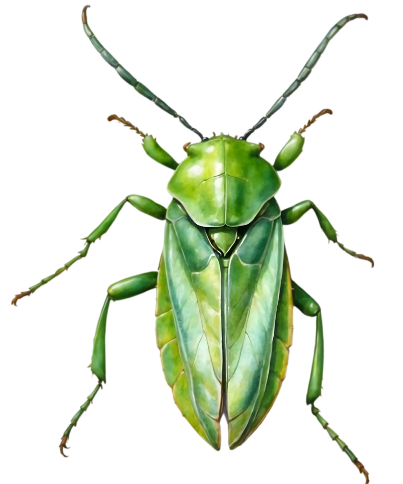 ai genererad vattenfärg målning av en gråa blad insekt. ai-genererad png