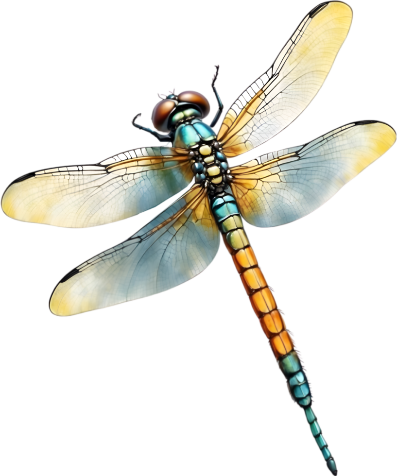 AI generated Watercolor painting of a dragonfly. Ai-generated png