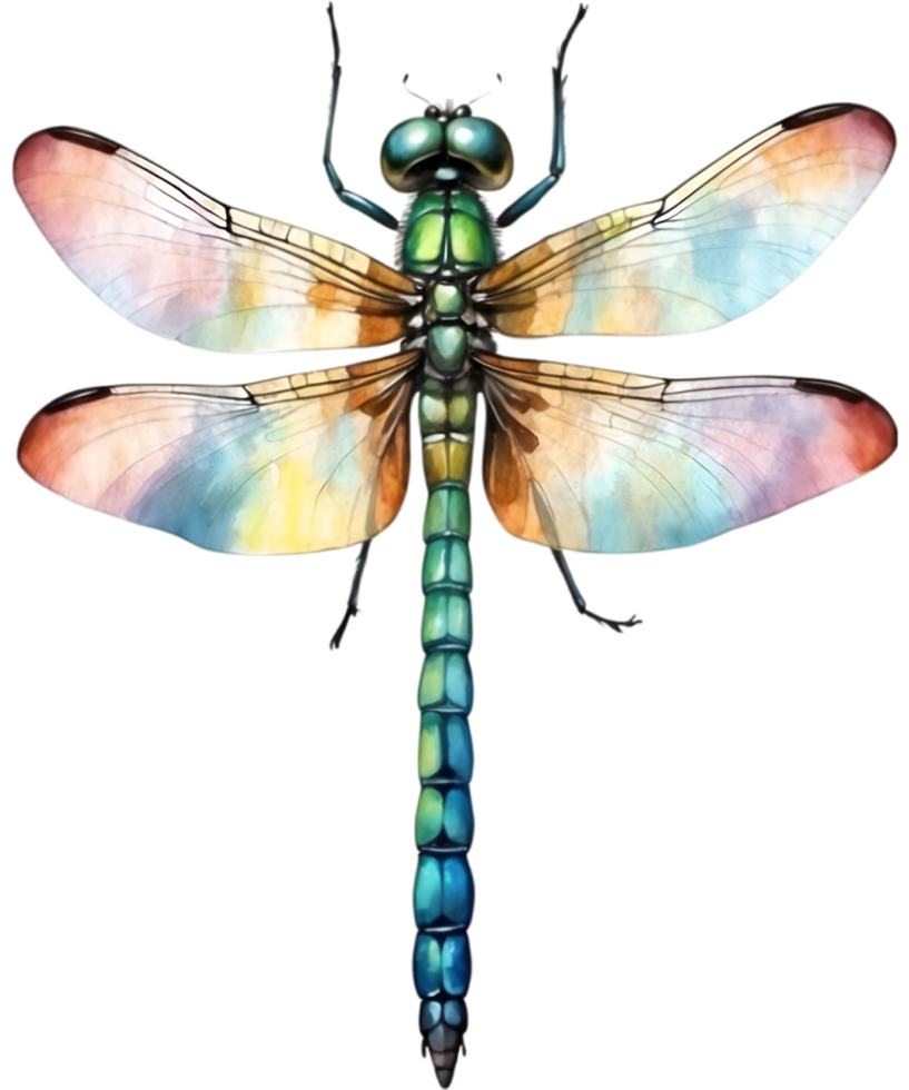 AI generated Watercolor painting of a dragonfly. Ai-generated png