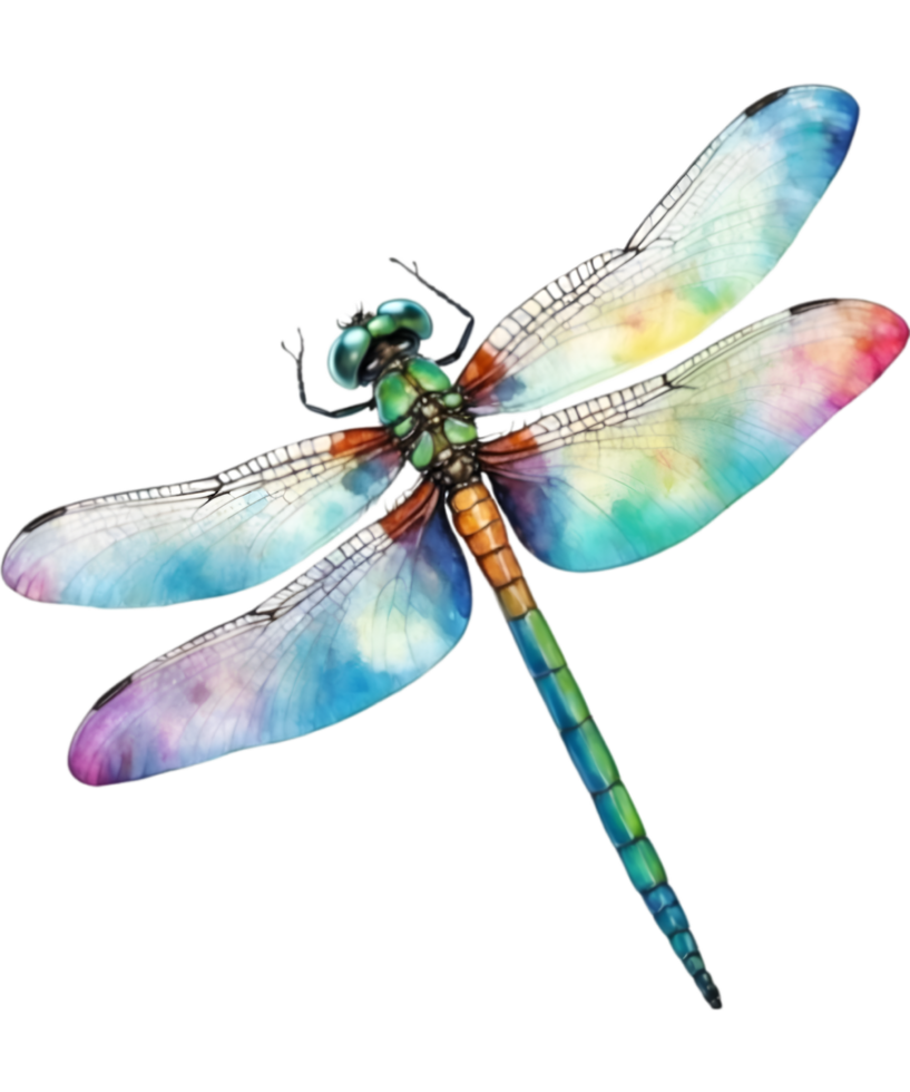 AI generated Watercolor painting of a dragonfly. Ai-generated png