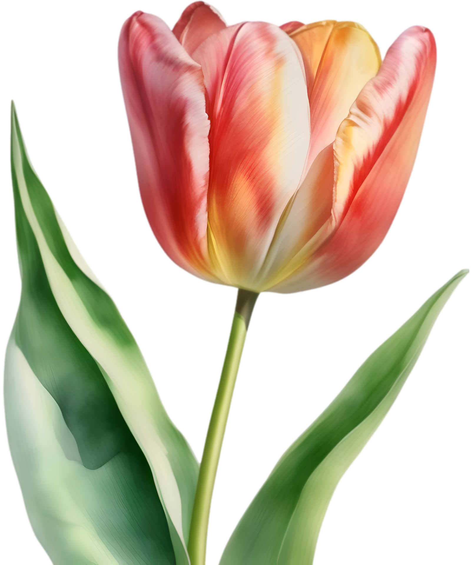 AI generated Colorful Watercolor Tulip painting, Ai-generated. 35442530 PNG