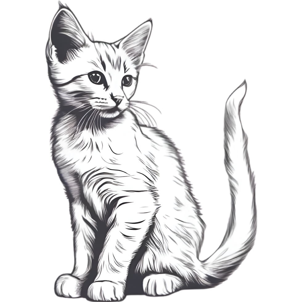 AI generated A cute kitten drawing. Ai-generated. png
