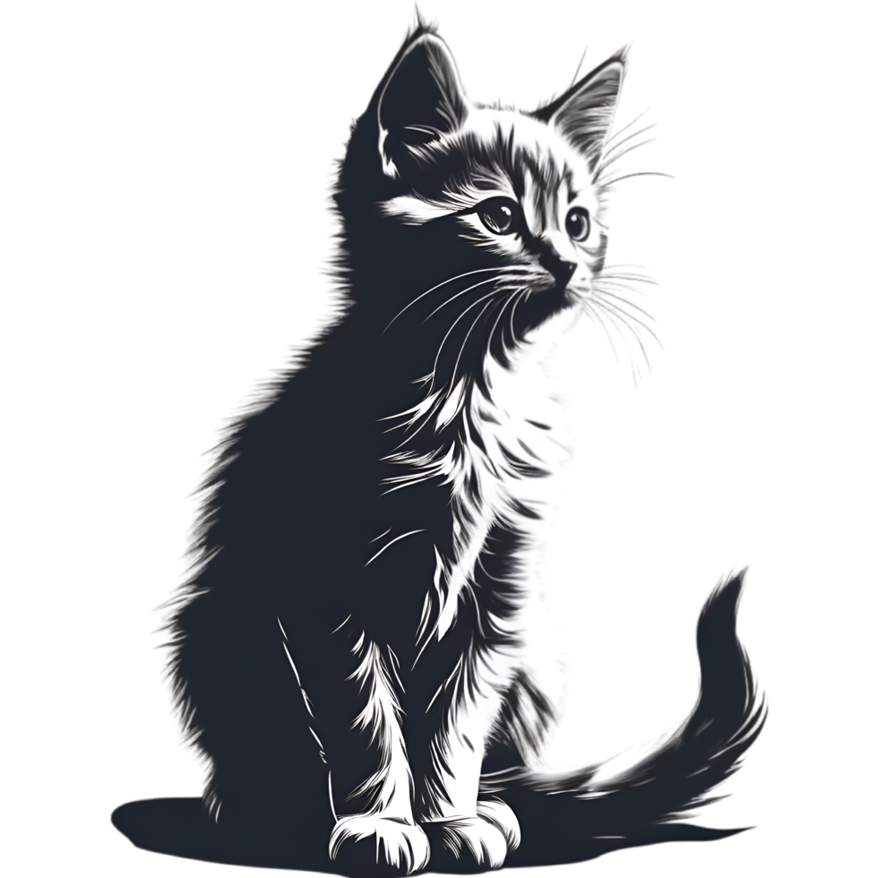 AI generated A cute kitten drawing. Ai-generated. png