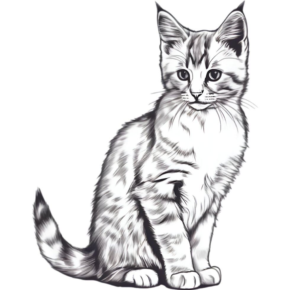 AI generated A cute kitten drawing. Ai-generated. png