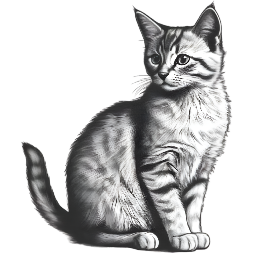 AI generated A cute kitten drawing. Ai-generated. png