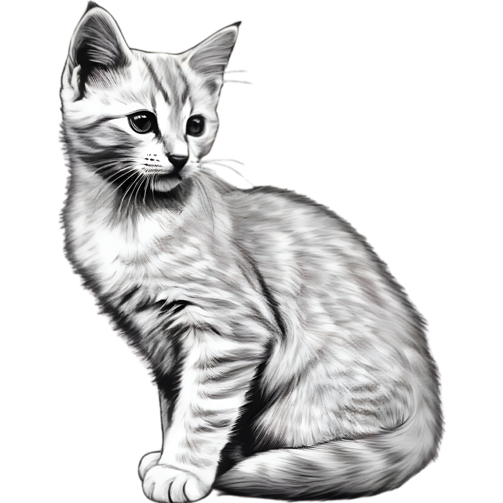 AI generated A cute kitten drawing. Ai-generated. png