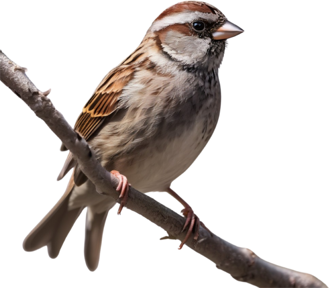 AI generated A close-up photo of a cute sparrow bird. Ai-generated. png