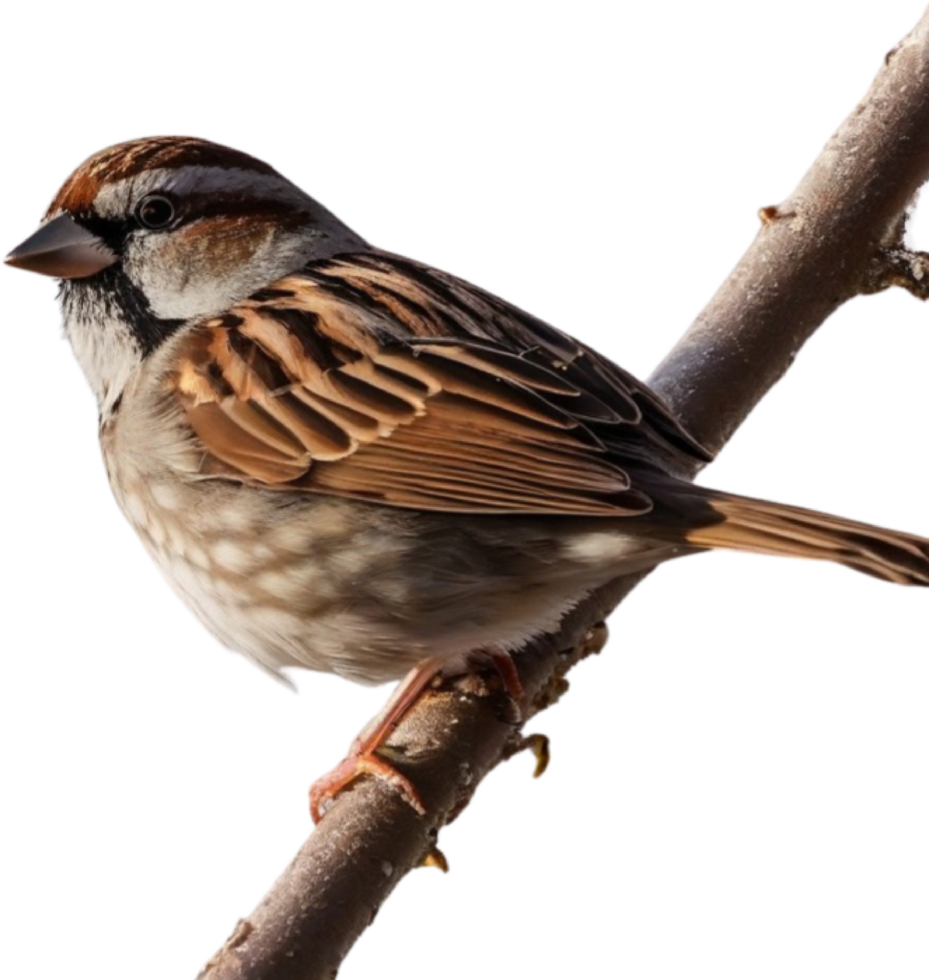 AI generated A close-up photo of a cute sparrow bird. Ai-generated. png