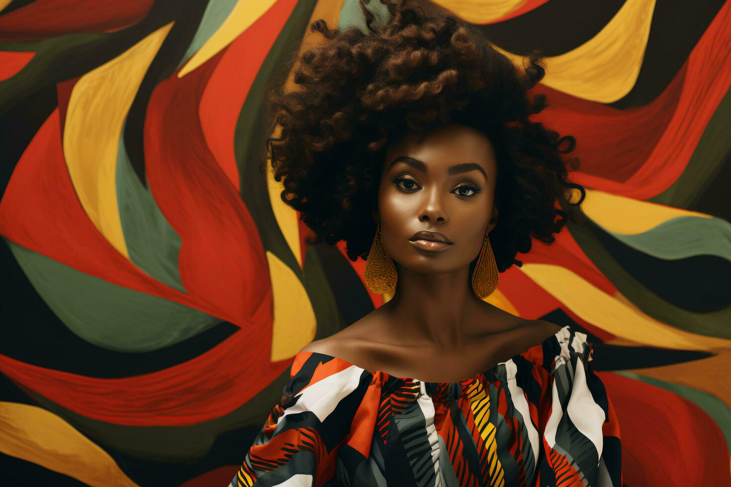 AI generated Bold and Beautiful Black Month Banner Showcasing Stylish Afrocentric Attire photo