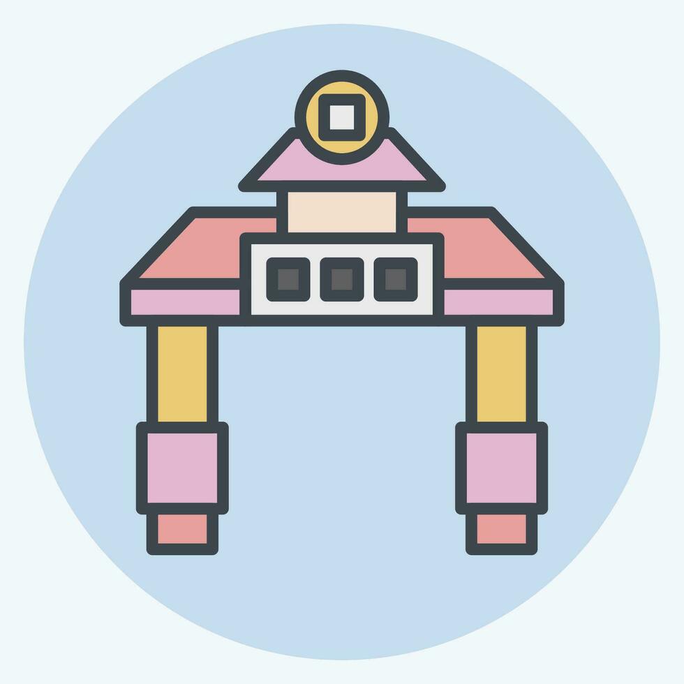 Icon Gate. related to Chinese New Year symbol. color mate style. simple design editable. simple illustration vector