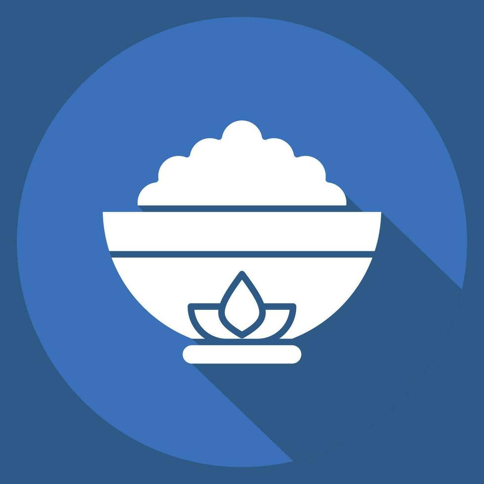 Icon Bowl. related to Chinese New Year symbol. long shadow style. simple design editable. simple illustration vector