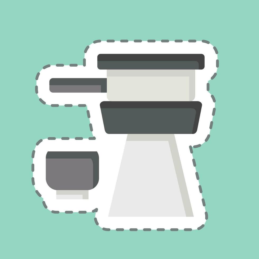 Sticker line cut Tea Set. related to Chinese New Year symbol. simple design editable. simple illustration vector