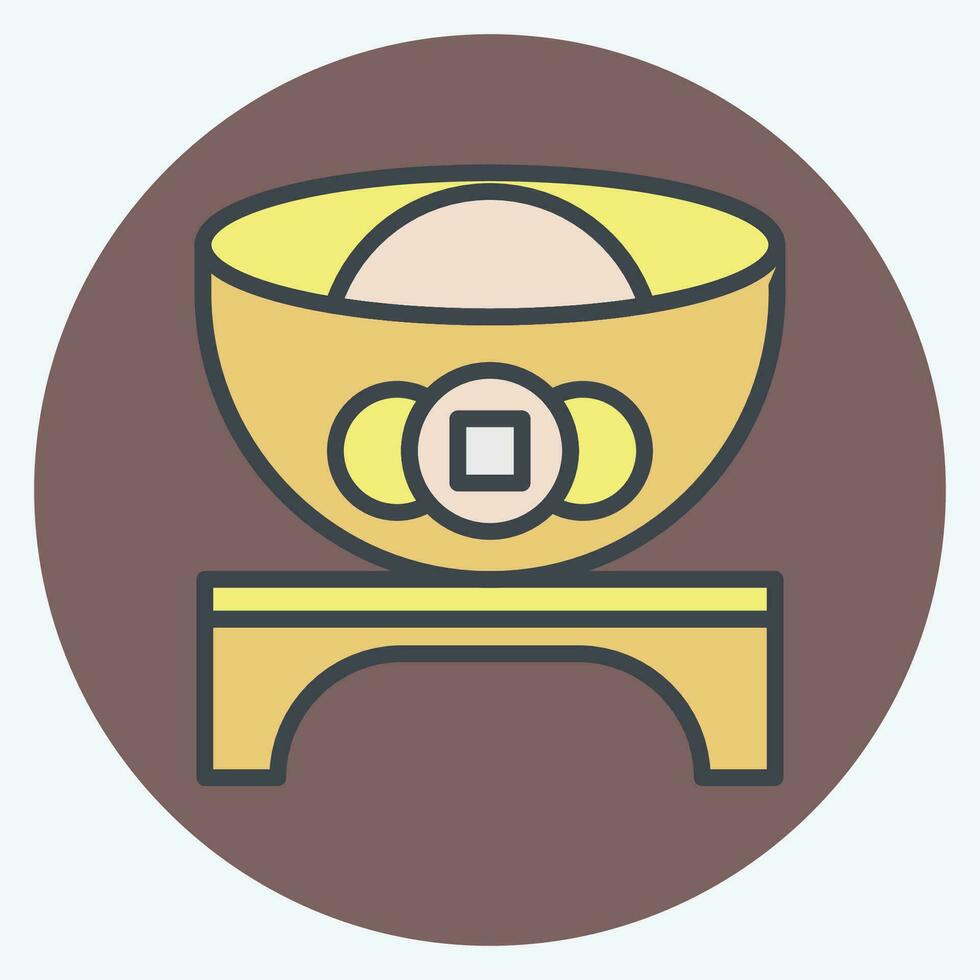 Icon Ingot. related to Chinese New Year symbol. color mate style. simple design editable. simple illustration vector