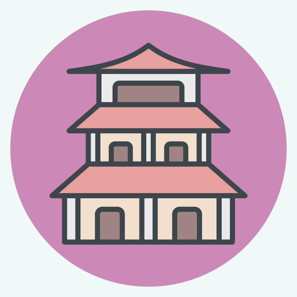 Icon Pagoda. related to Chinese New Year symbol. color mate style. simple design editable. simple illustration vector