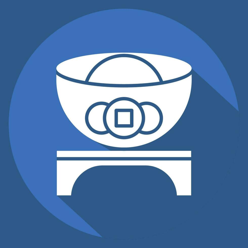 Icon Ingot. related to Chinese New Year symbol. long shadow style. simple design editable. simple illustration vector