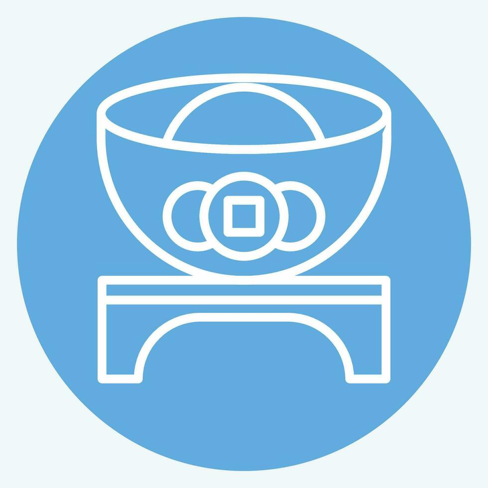 Icon Ingot. related to Chinese New Year symbol. blue eyes style. simple design editable. simple illustration vector