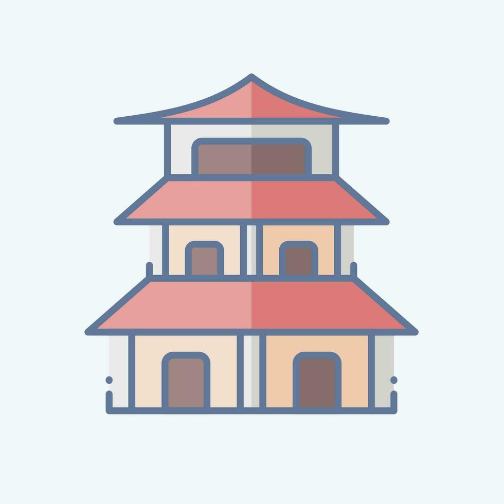 Icon Pagoda. related to Chinese New Year symbol. doodle style. simple design editable. simple illustration vector