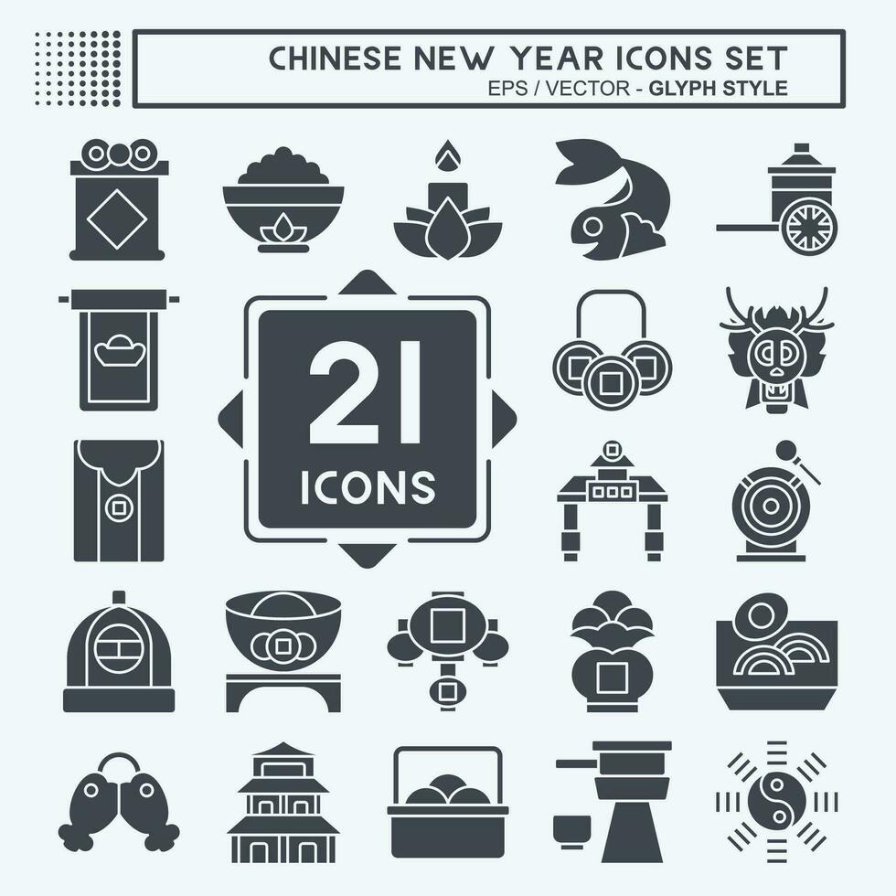 icono conjunto chino nuevo año. relacionado a fiesta símbolo. glifo estilo. sencillo diseño editable. sencillo ilustración vector