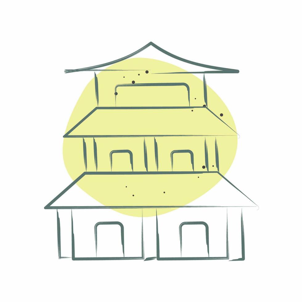 Icon Pagoda. related to Chinese New Year symbol. Color Spot Style. simple design editable. simple illustration vector