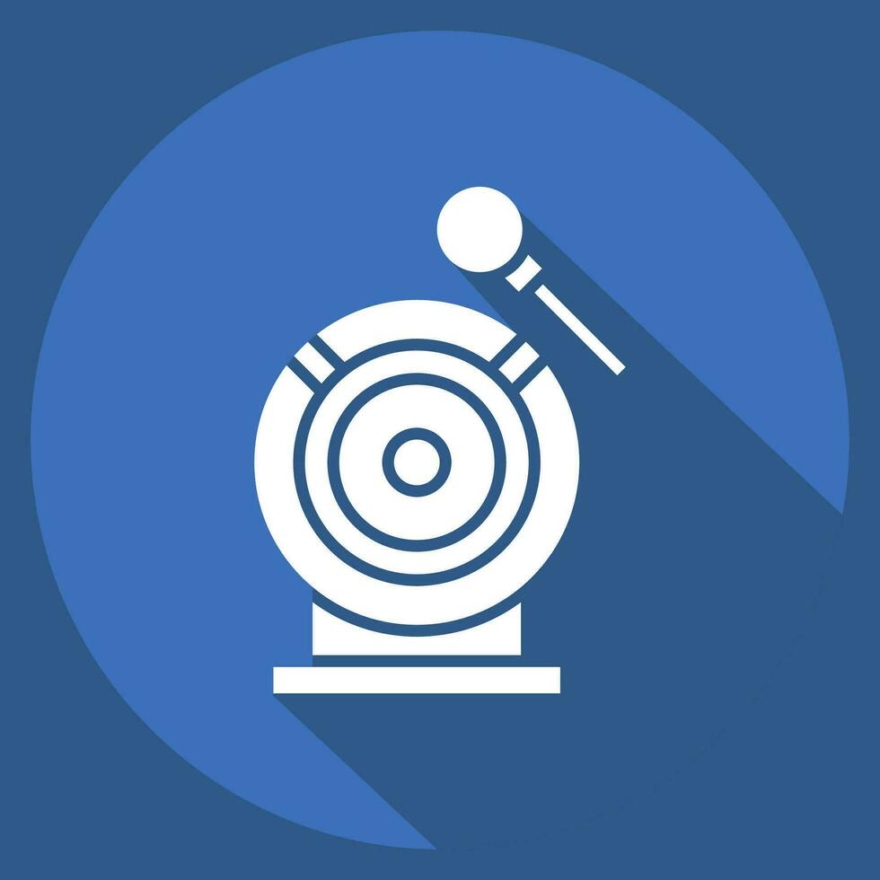 Icon Gong. related to Chinese New Year symbol. long shadow style. simple design editable. simple illustration vector