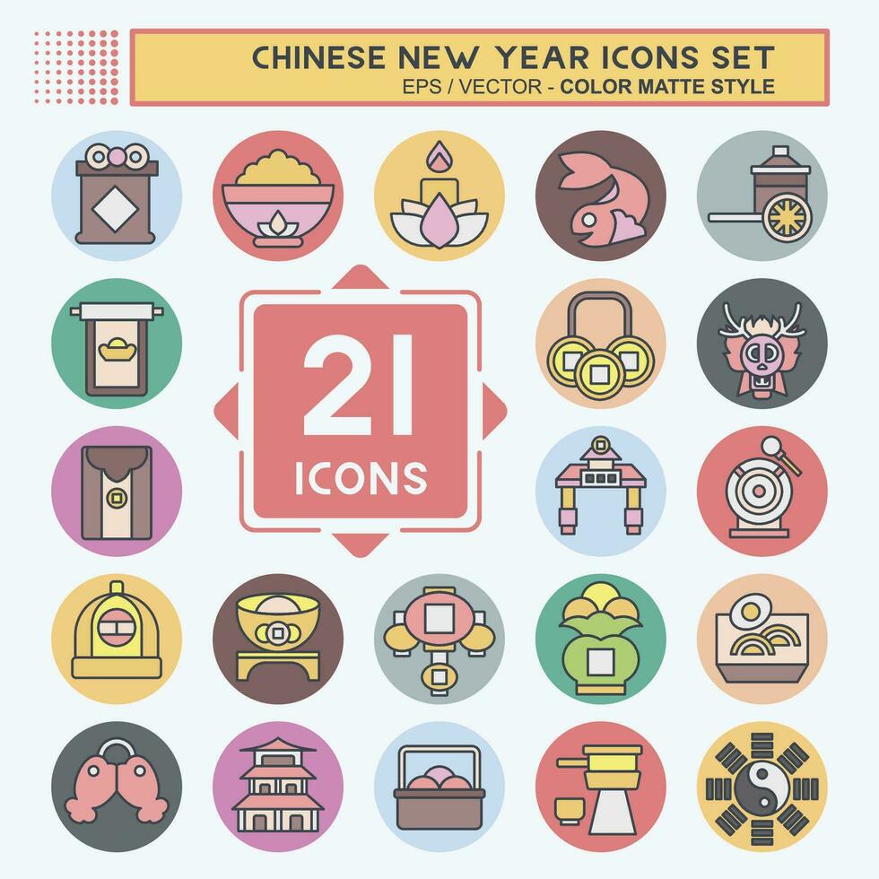 Icon Set Chinese New Year. related to Holiday symbol. color mate style. simple design editable. simple illustration vector