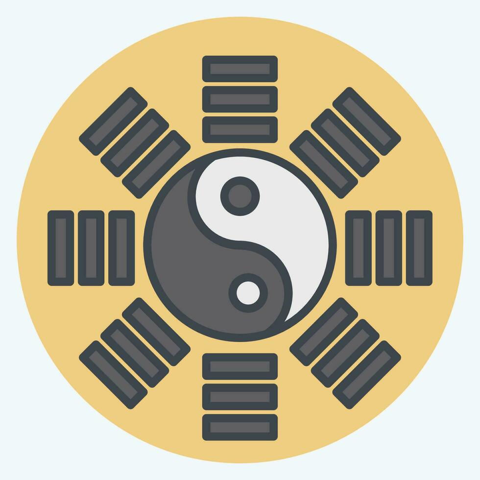 icono yin yang relacionado a chino nuevo año símbolo. color compañero estilo. sencillo diseño editable. sencillo ilustración vector