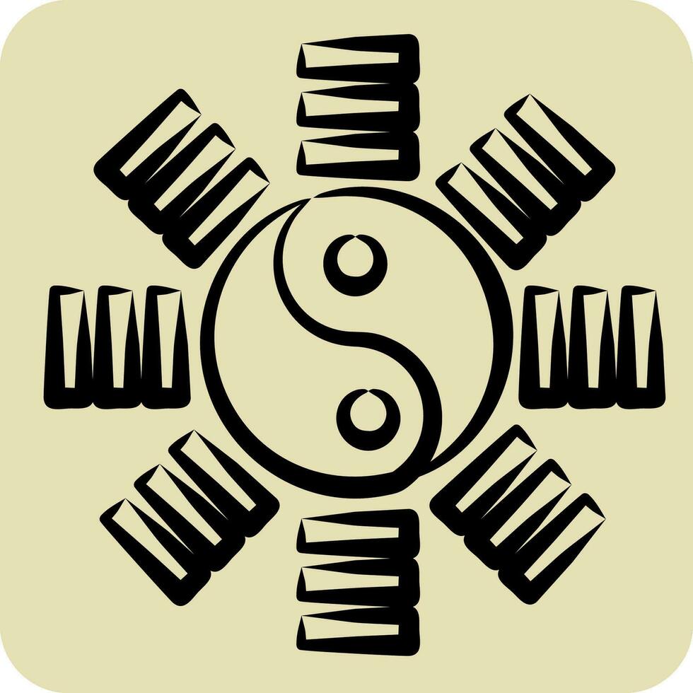 Icon Yin Yang. related to Chinese New Year symbol. hand drawn style. simple design editable. simple illustration vector
