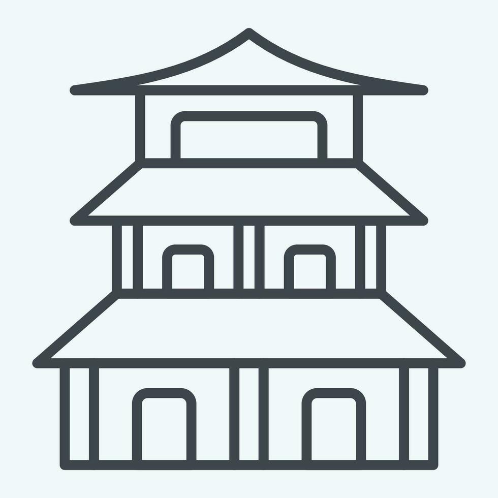 Icon Pagoda. related to Chinese New Year symbol. line style. simple design editable. simple illustration vector