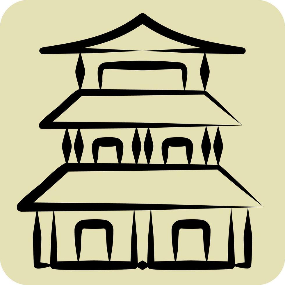 icono pagoda. relacionado a chino nuevo año símbolo. mano dibujado estilo. sencillo diseño editable. sencillo ilustración vector