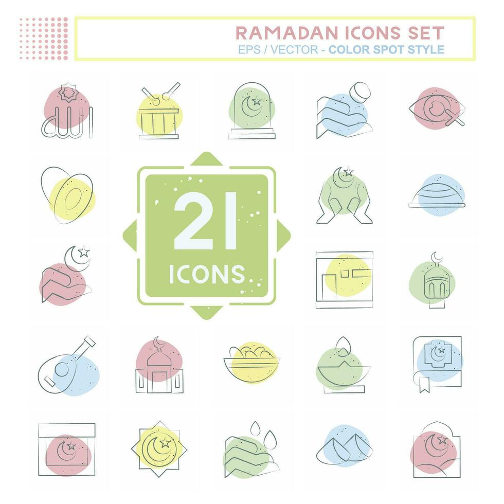 Icon Set islamic. related to islamic symbol. Color Spot Style. simple design editable. simple illustration vector