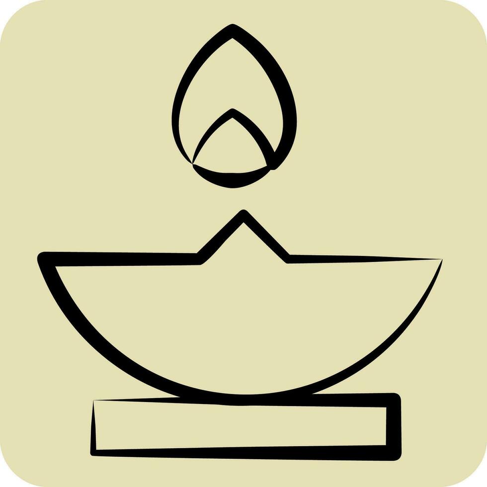 Icon Oil Lamp. related to Ramadan symbol. hand drawn style. simple design editable. simple illustration vector