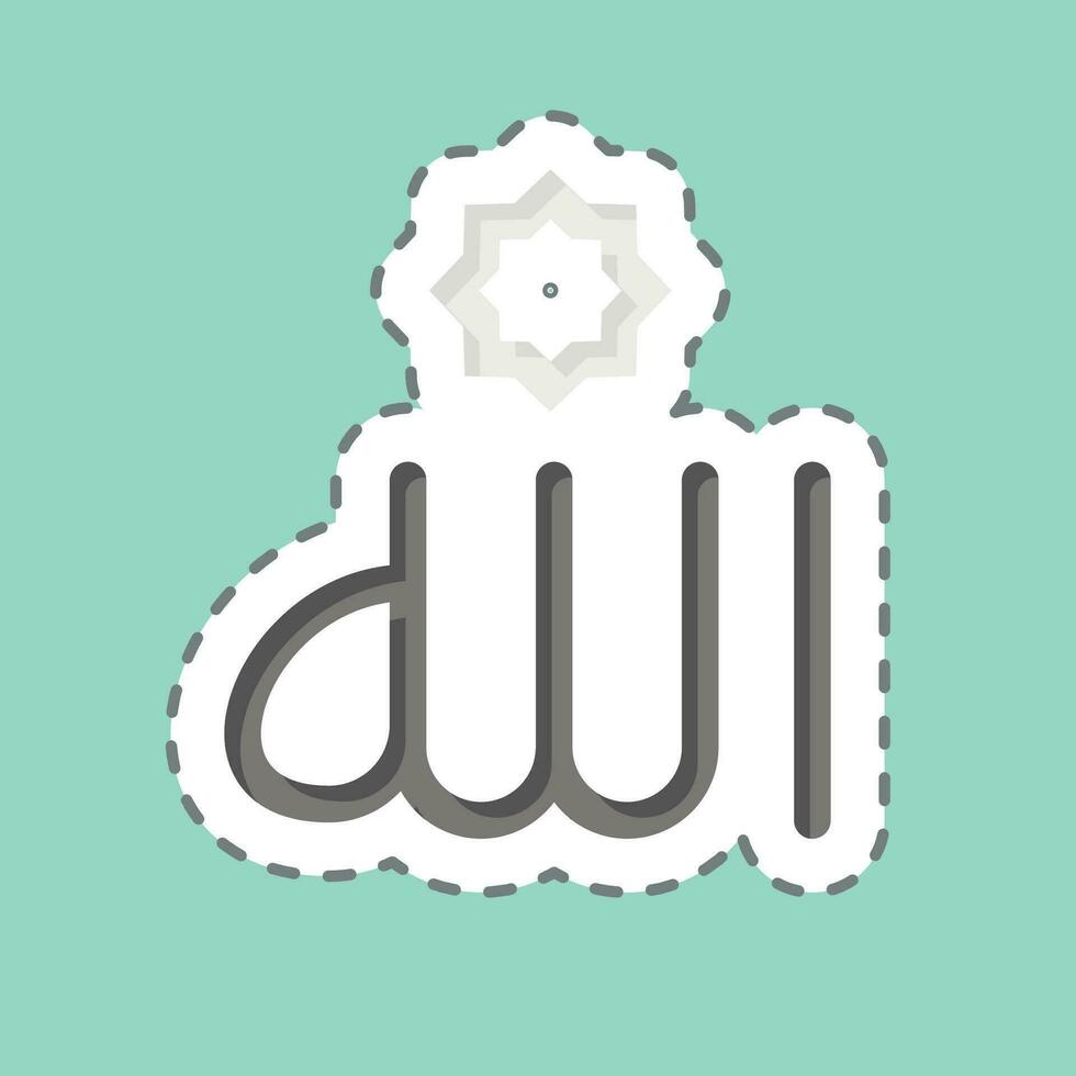 Sticker line cut Allah. related to Ramadan symbol. simple design editable. simple illustration vector