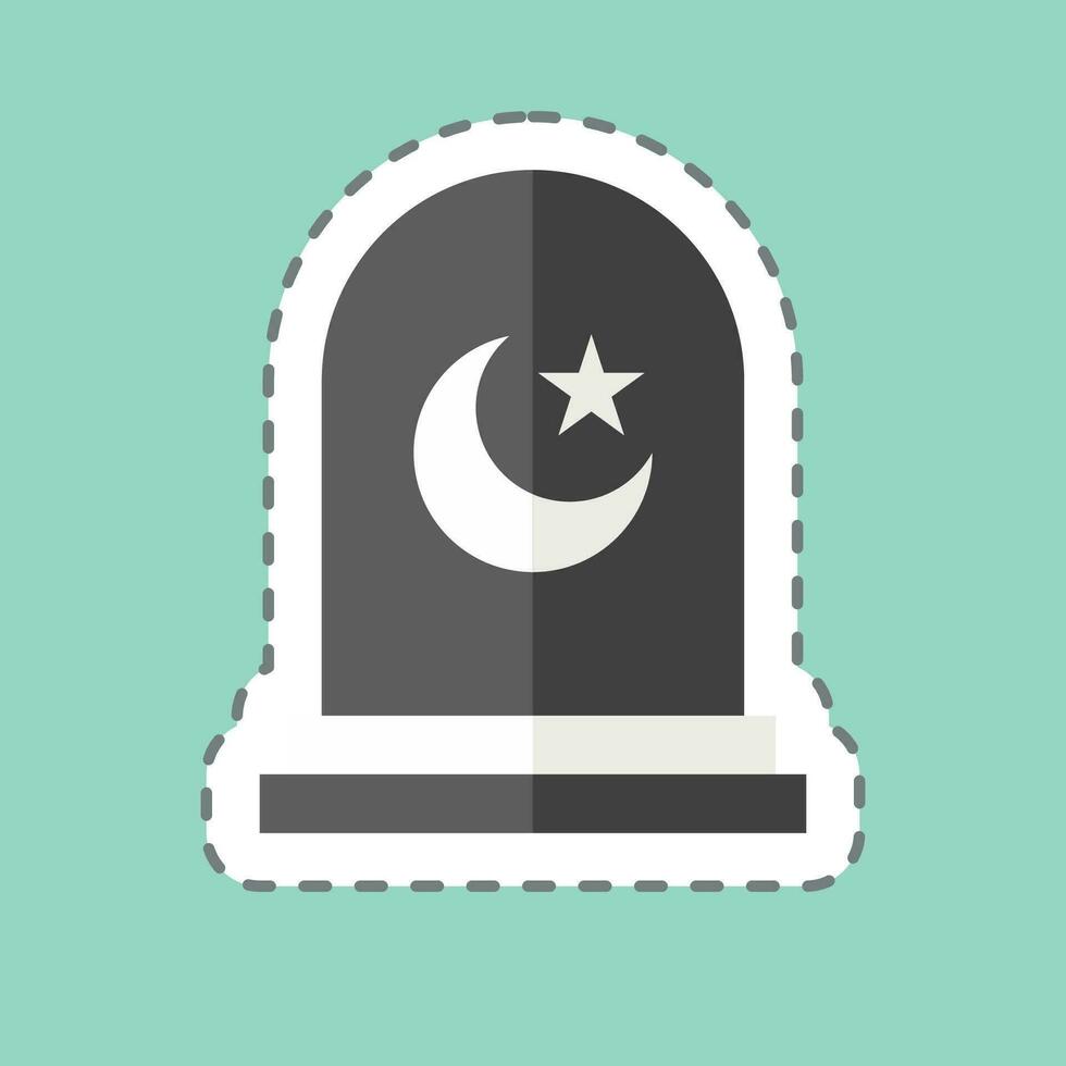 Sticker line cut Cementery. related to Ramadan symbol. simple design editable. simple illustration vector