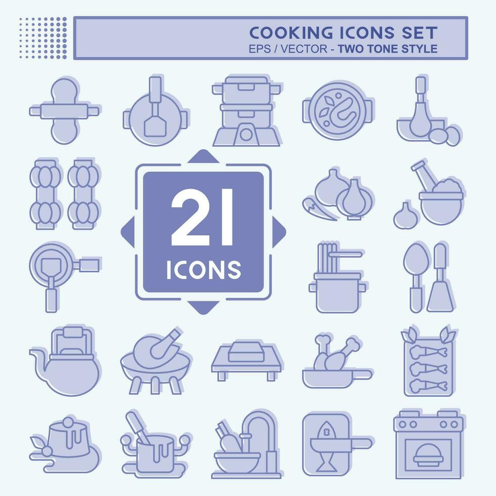 Icon Set Cooking. related to Food symbol. two tone style. simple design editable. simple illustration vector