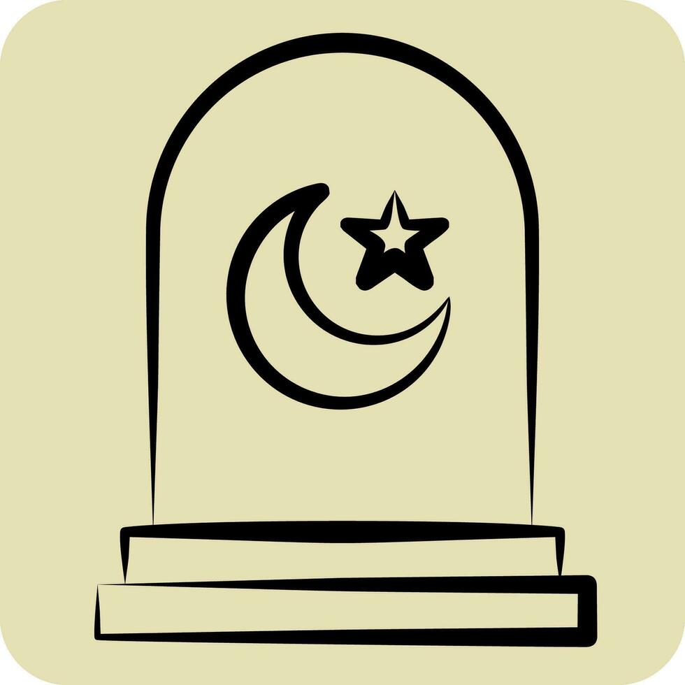 Icon Cemetery. related to Ramadan symbol. hand drawn style. simple design editable. simple illustration vector