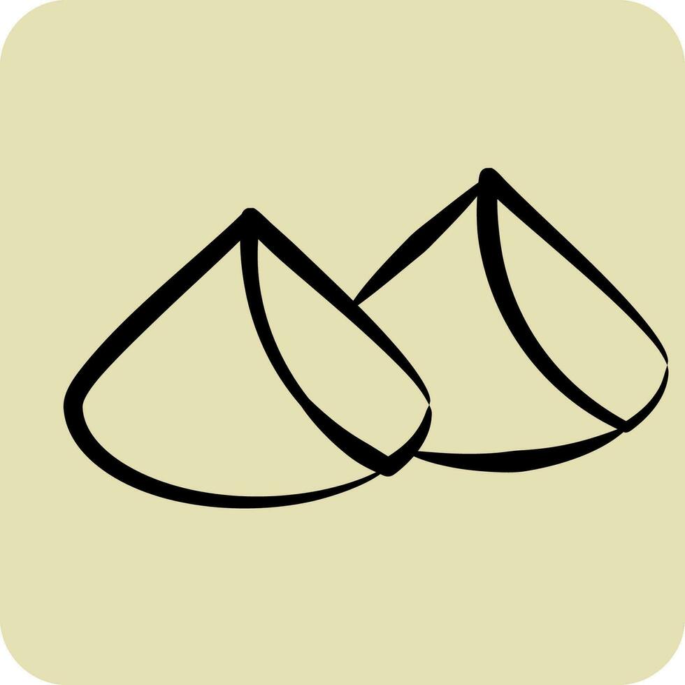 Icon Samosa. related to Ramadan symbol. hand drawn style. simple design editable. simple illustration vector