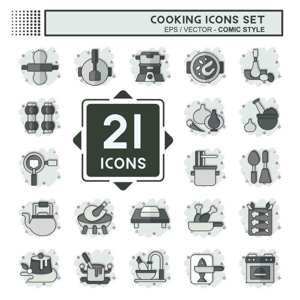 Icon Set Cooking. related to Food symbol. comic style. simple design editable. simple illustration vector