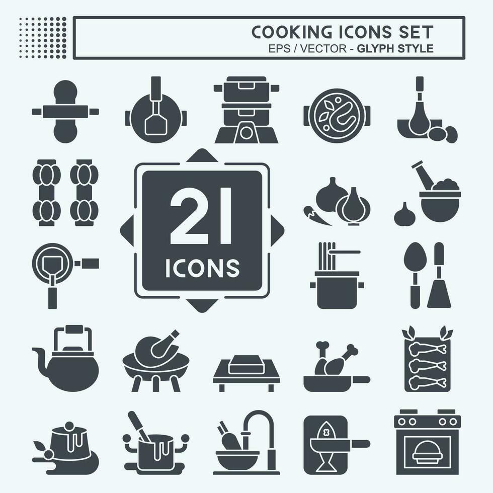 Icon Set Cooking. related to Food symbol. glyph style. simple design editable. simple illustration vector