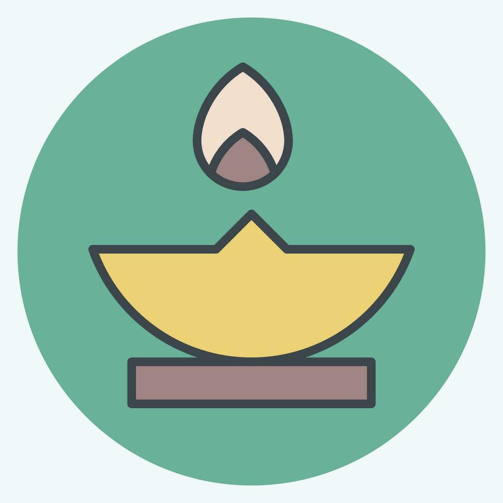 Icon Oil Lamp. related to Ramadan symbol. color mate style. simple design editable. simple illustration vector