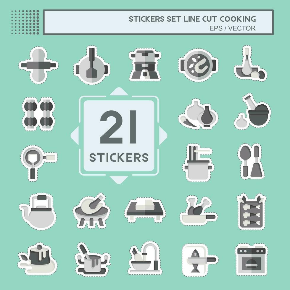 Sticker line cut Set Cooking. related to Food symbol. simple design editable. simple illustration vector